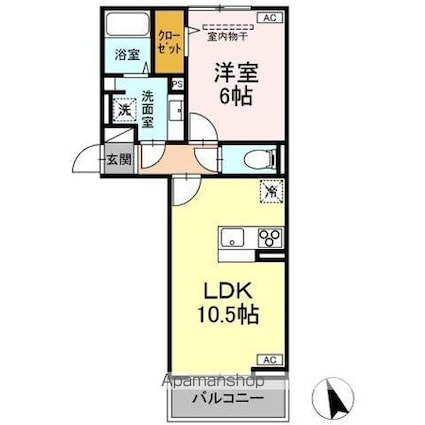 プレドフルールＶ[1LDK/40.55m2]の間取図
