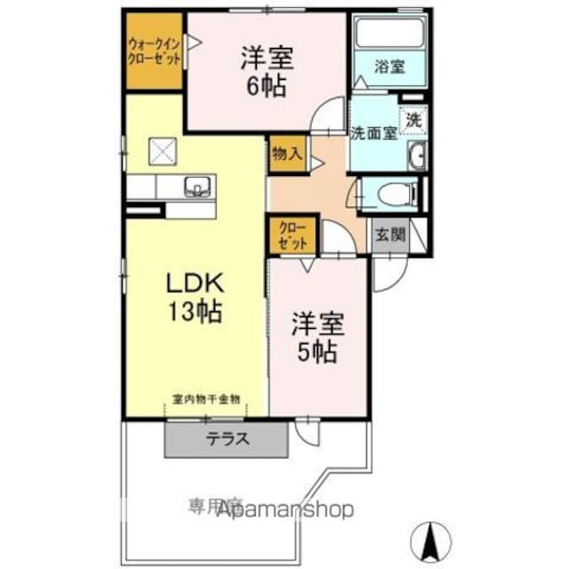 愛知県小牧市大字北外山[2LDK/57.93m2]の間取図