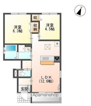 ＰａｒａｄｉｓＯ（パラディッソ）[2LDK/52.27m2]の間取図