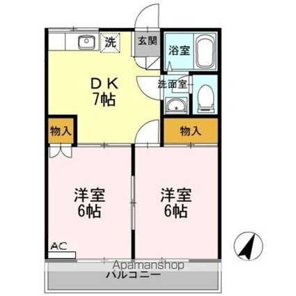 パステロードⅡ番館[2DK/39.66m2]の間取図