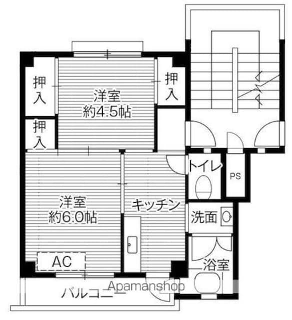 ビレッジハウス大野４号棟[2K/33.09m2]の間取図