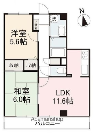 フォブール松の内[2LDK/53.02m2]の間取図
