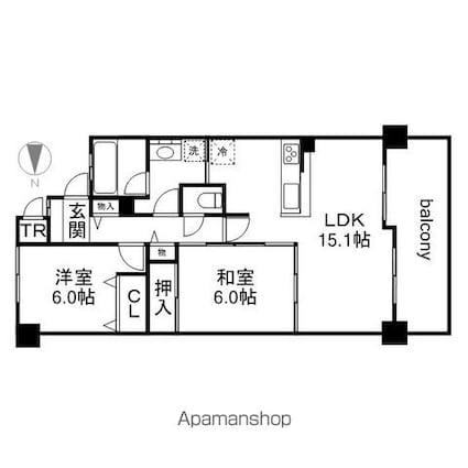 ロータリーマンション大津京レアール[2LDK/64.07m2]の間取図