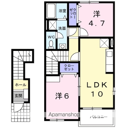 アップヴィレッジＡ[2LDK/50.14m2]の間取図