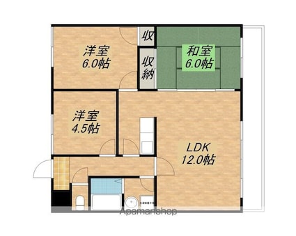 ガーデンスクエア瀬田[3LDK/65.6m2]の間取図