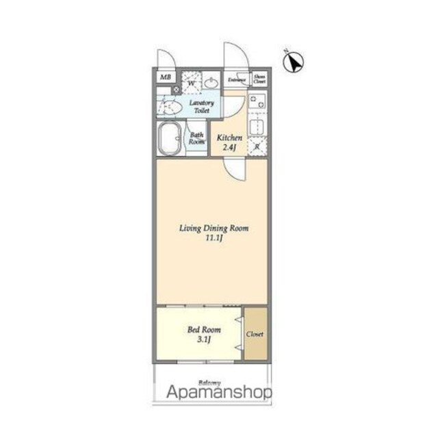 アルファコート常盤台２[1LDK/35.4m2]の間取図