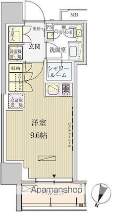 パークアクシス赤坂見附[1R/24.8m2]の間取図