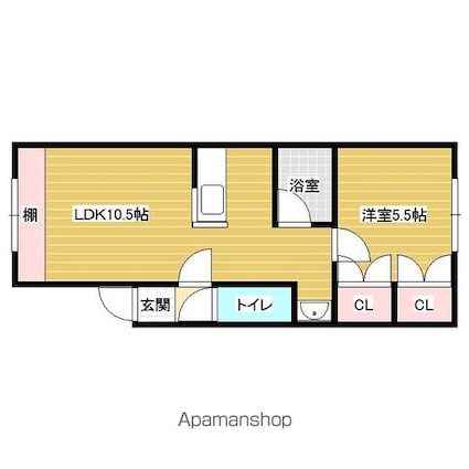 ソシアル[1LDK/38.09m2]の間取図