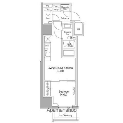 ザ・パークハビオ五反田[1LDK/32.31m2]の間取図