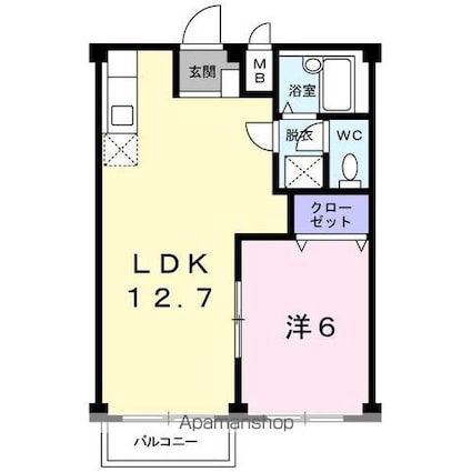 エルディム屋島[1LDK/39.19m2]の間取図