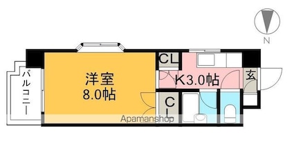 ジョイフル薊野[1K/29m2]の間取図