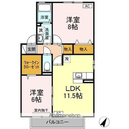ＥＣＯーレジデンス『モア』　Ａ棟[2LDK/56.3m2]の間取図