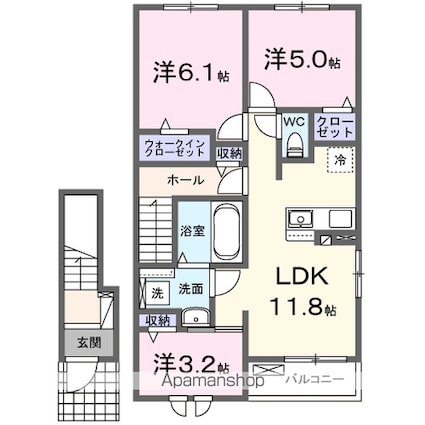 サンリットＭⅡ[3LDK/62.1m2]の間取図