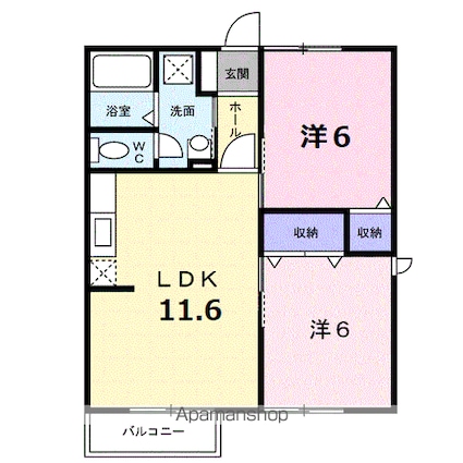 シンフォニーヒルズ[2LDK/54.92m2]の間取図