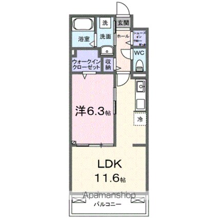 フィオーレ[1LDK/42.59m2]の間取図