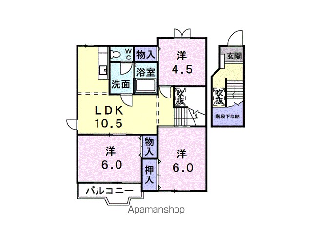 ピュアハイムＣ[3LDK/65.57m2]の間取図