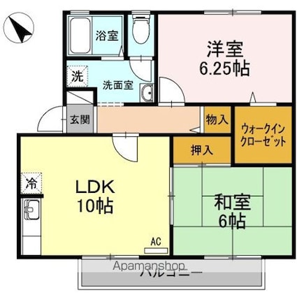 パティオＭ．Ｋ．Ｔ．[2LDK/55.21m2]の間取図