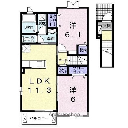 ベル　フィオーレＢ[2LDK/57.07m2]の間取図