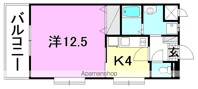 マリベール・トレⅤ[1K/40.5m2]の間取図