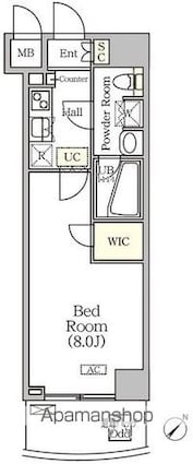 アジールコート門前仲町[1K/25.16m2]の間取図