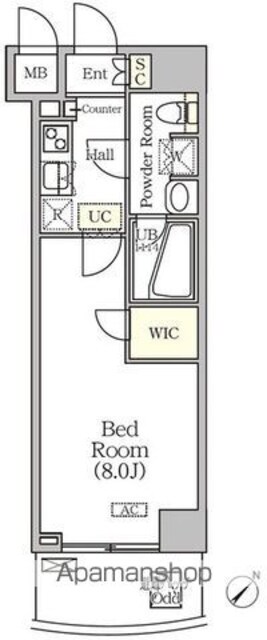アジールコート門前仲町[1K/25.16m2]の間取図