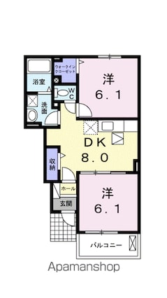 ルーナ・Ａｉ　Ⅱ[2DK/45.77m2]の間取図