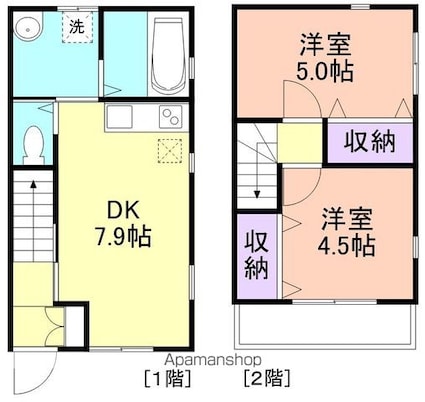 和歌山県和歌山市次郎丸[2DK/46.37m2]の間取図
