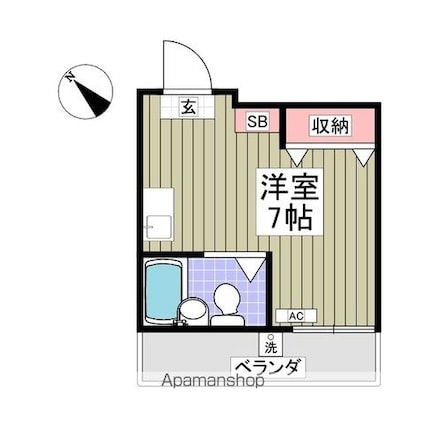 ウィンズベルⅡ[1R/13.85m2]の間取図