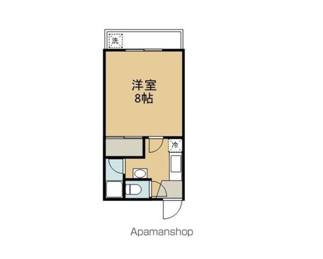 タウンハウスＢ棟[1K/23.04m2]の間取図