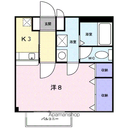 愛媛県今治市馬越町２丁目[1K/28.49m2]の間取図