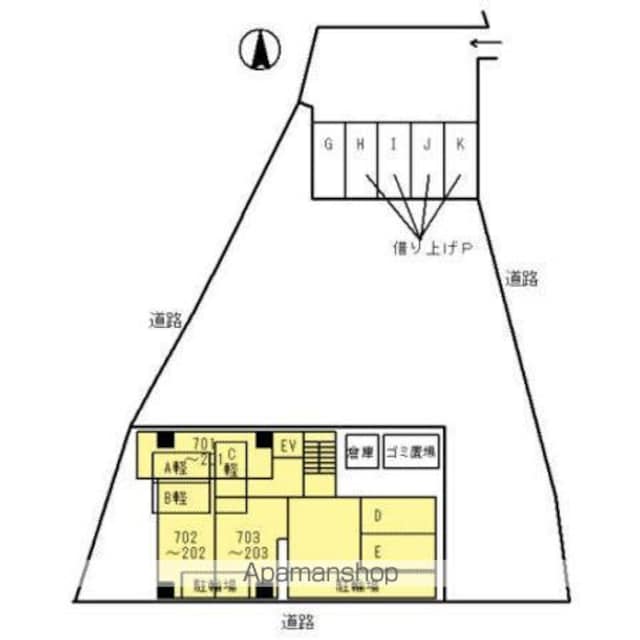 和歌山県和歌山市手平３丁目[1K/16.72m2]の配置図