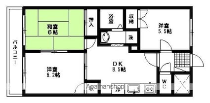 宮城県仙台市青葉区菊田町[3DK/56.1m2]の間取図