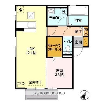 Ｍａｌｉｃａ　Ｃｏｕｒｔ　（マリカコート）　Ⅰ[1LDK/42.11m2]の間取図