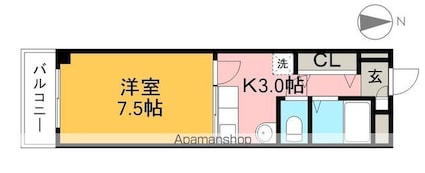 ノワール北新田[1K/23m2]の間取図