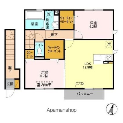 舘の杜　ソレイユ（Ａ棟）[2LDK/64.54m2]の間取図