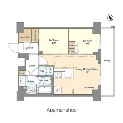 オアーゼ日暮里レジデンス[2LDK/50.11m2]の間取図