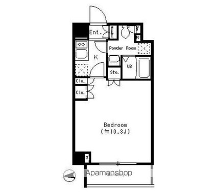 パークキューブ四谷三丁目[1R/28.48m2]の間取図