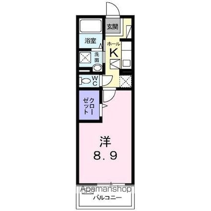 香川県高松市上福岡町[1K/31.35m2]の間取図