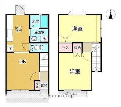 カーサフェリーチェ[2DK/56.31m2]の間取図