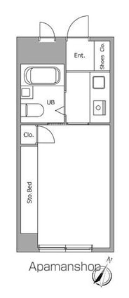 東京都渋谷区上原１丁目[1K/16.03m2]の間取図
