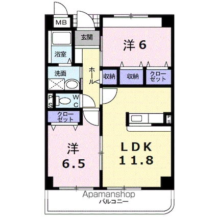 メルヴェイュ・ロジュマン[2LDK/56.95m2]の間取図