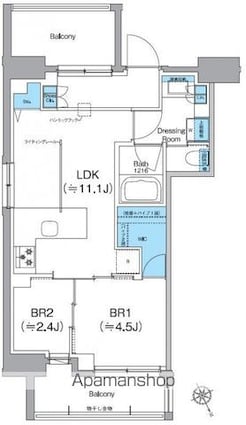クレヴィアリグゼ日暮里根岸[2LDK/40.68m2]の間取図