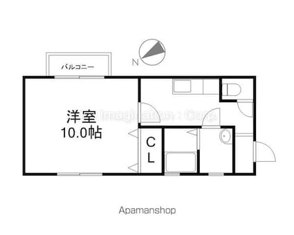 Ｓｅｔａ　Ｎｉｎｅ　Ｏｎｅ[1K/33.13m2]の間取図