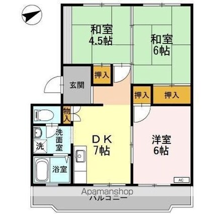 川口東マンション[3DK/52.11m2]の間取図