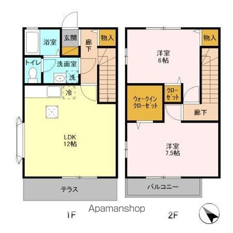 千葉市若葉区若松町のアパートの間取り