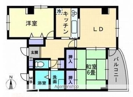 レイクウエストⅡ[2LDK/59.13m2]の間取図
