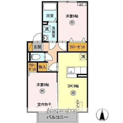 メゾンクレールＤ[2DK/50.12m2]の間取図