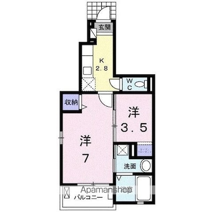 香川県高松市木太町[2K/31.65m2]の間取図