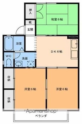 アドバンスカーサ　Ｂ棟[3DK/53.52m2]の間取図