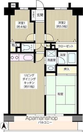 東京都練馬区栄町[3LDK/60.14m2]の間取図